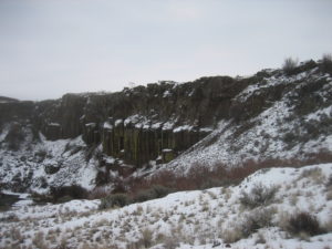 Snow on Columnar Basalt