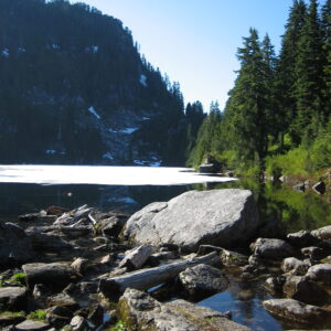 rocks and lake