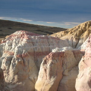 Multicolored rock formations.